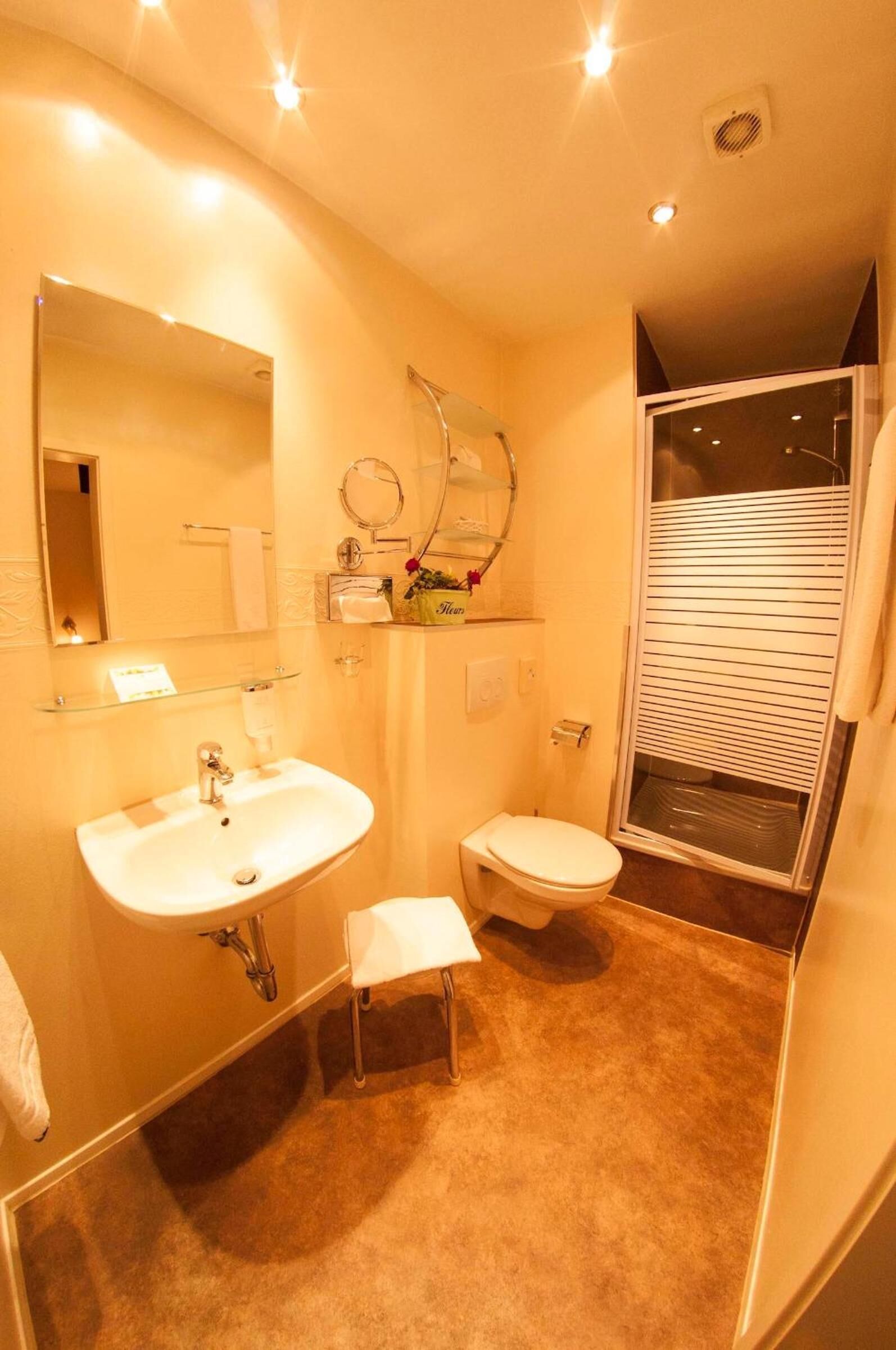 free toiletries, hair dryer, towels