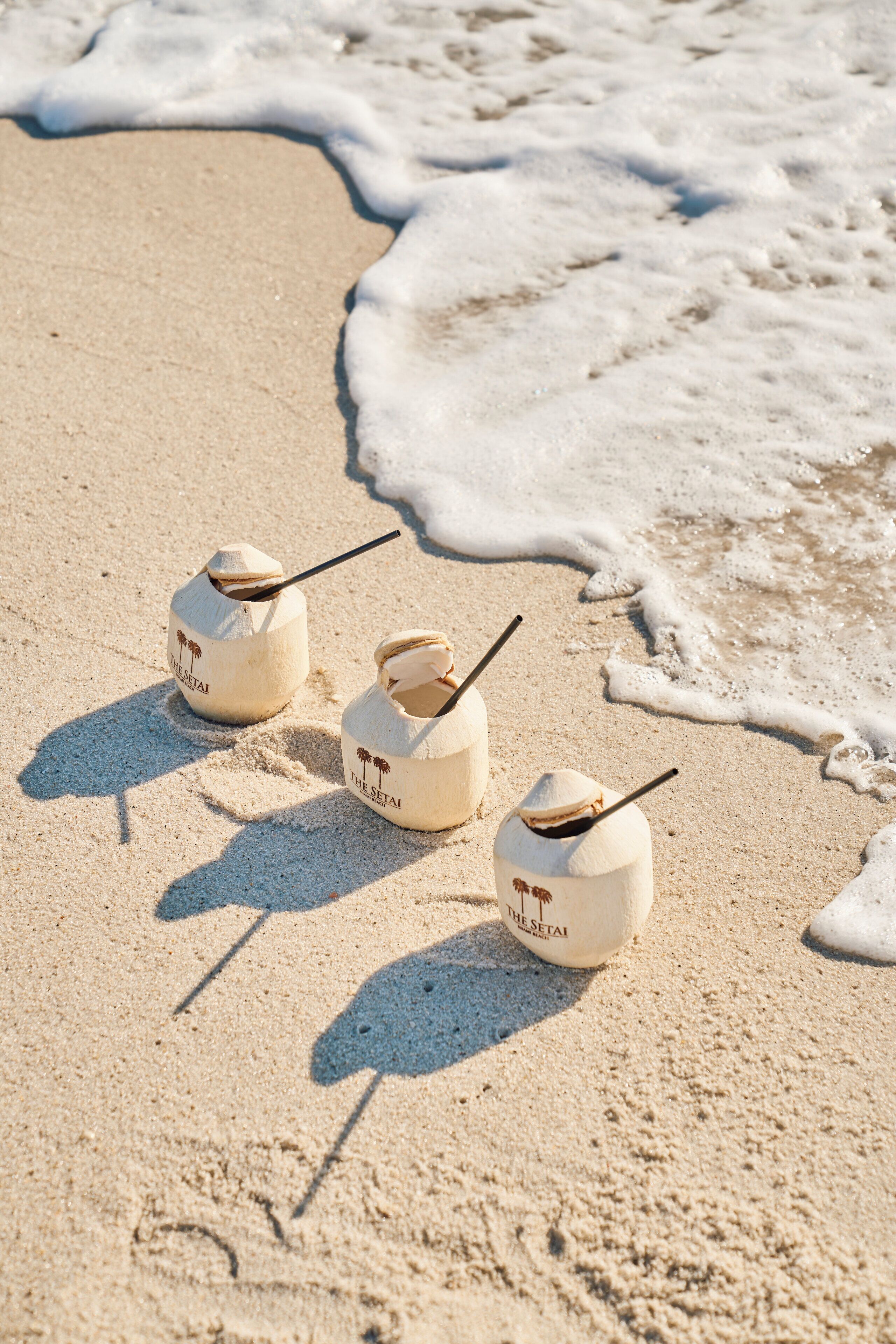 On the beach, sun loungers, beach umbrellas, beach towels
