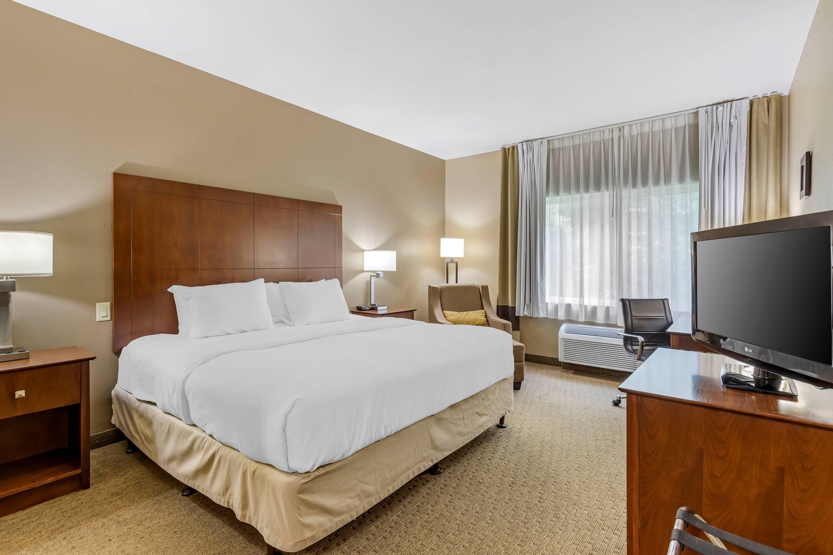 Værelse - 1 kingsize-seng - handicapvenligt - ikke-ryger (Roll in Shower) | Skrivebord, mørklægningsgardiner, strygejern/strygebræt