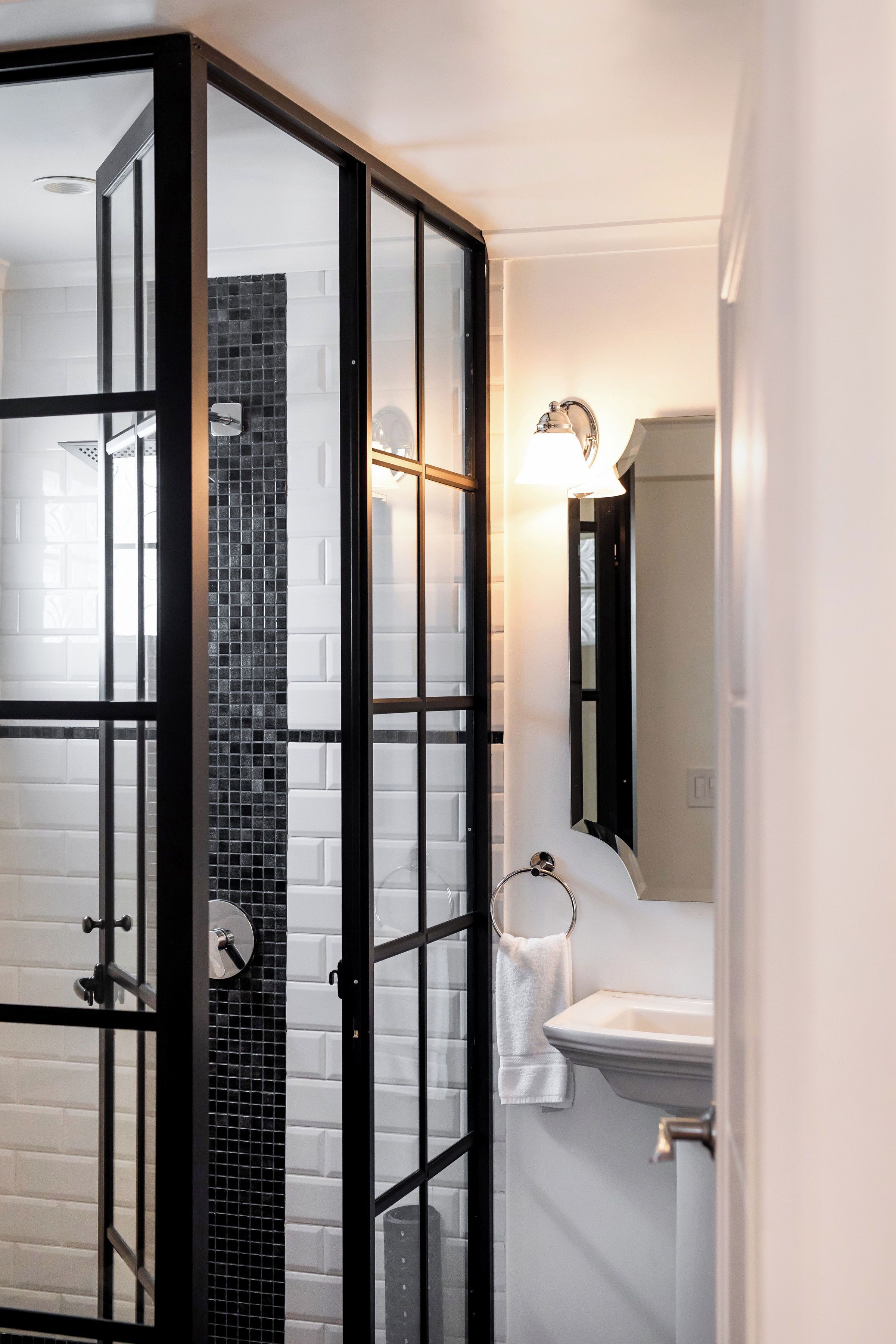 the apex | bathroom | shower, designer toiletries, hair dryer, towels