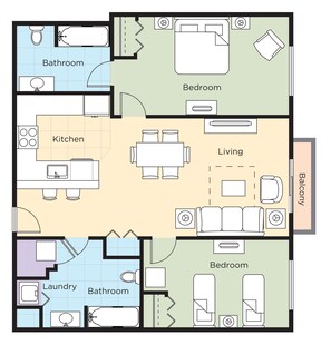 Leilighet – deluxe, 2 soverom, ikke-røyk | Strykejern/-brett, wi-fi (mot et tillegg) og sengetøy