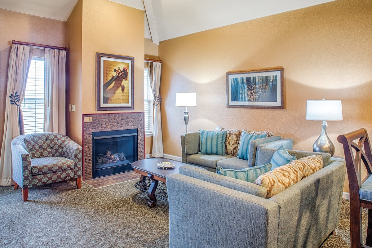 LCD TV, fireplace