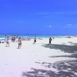 On the beach, white sand