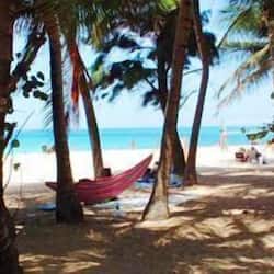 On the beach, white sand