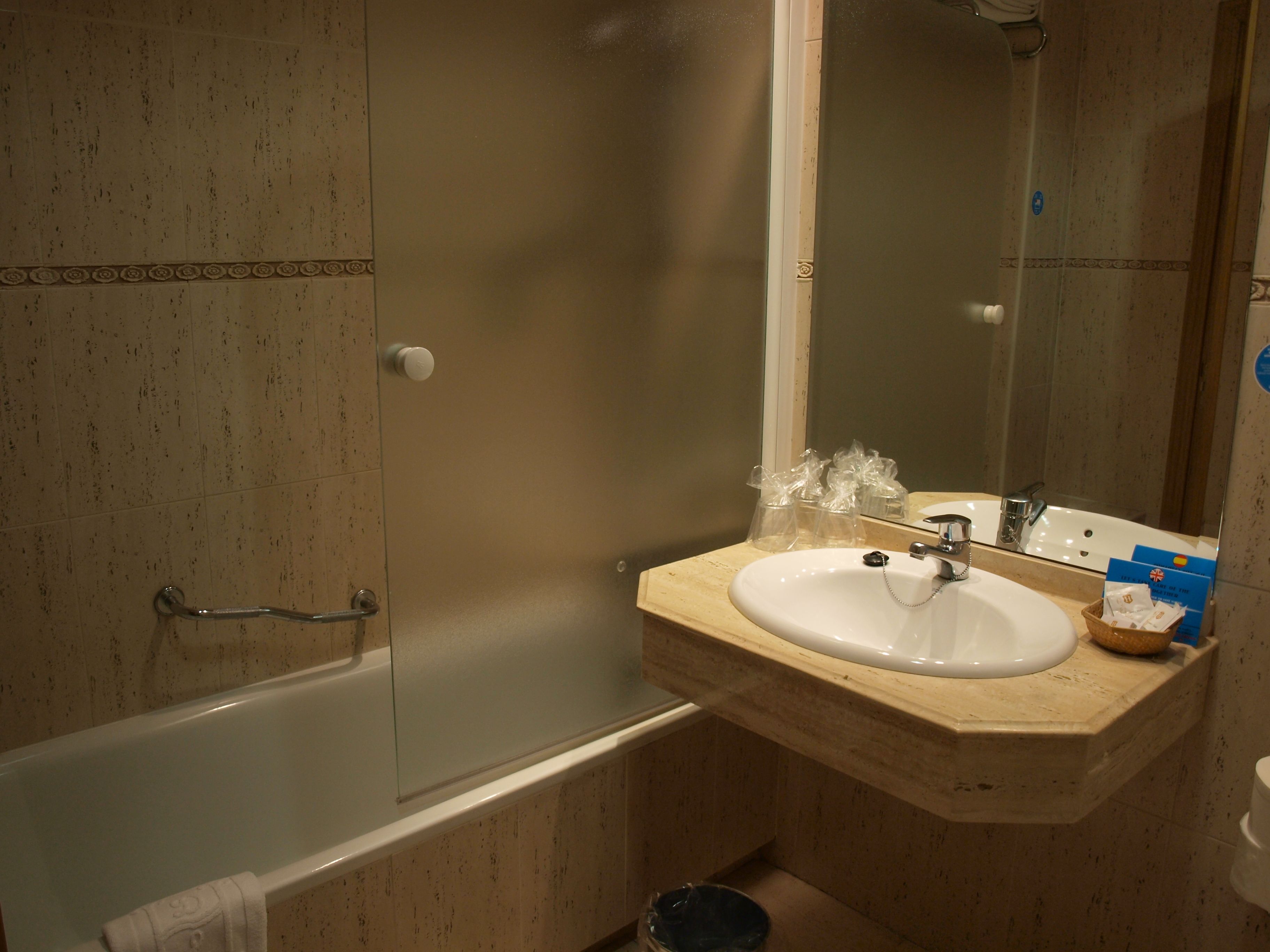 hair dryer, bidet, towels