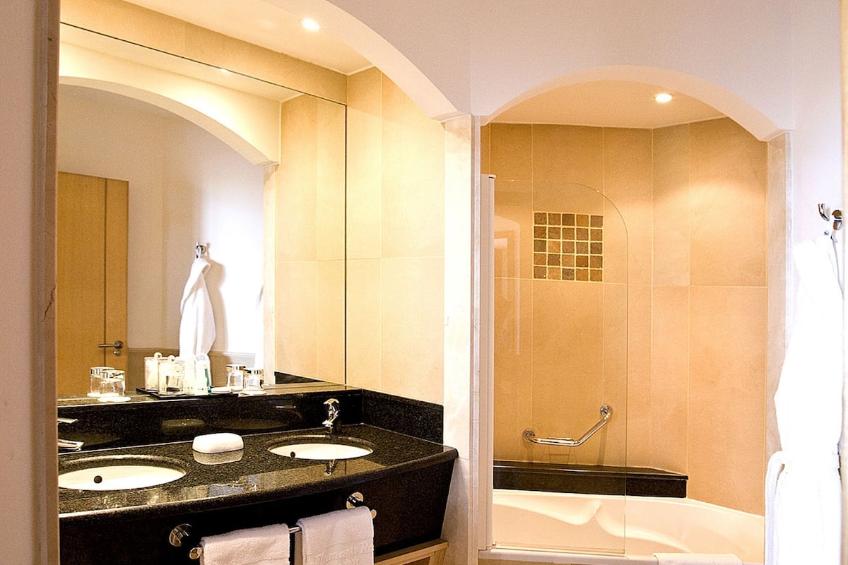 free toiletries, hair dryer, bathrobes, slippers