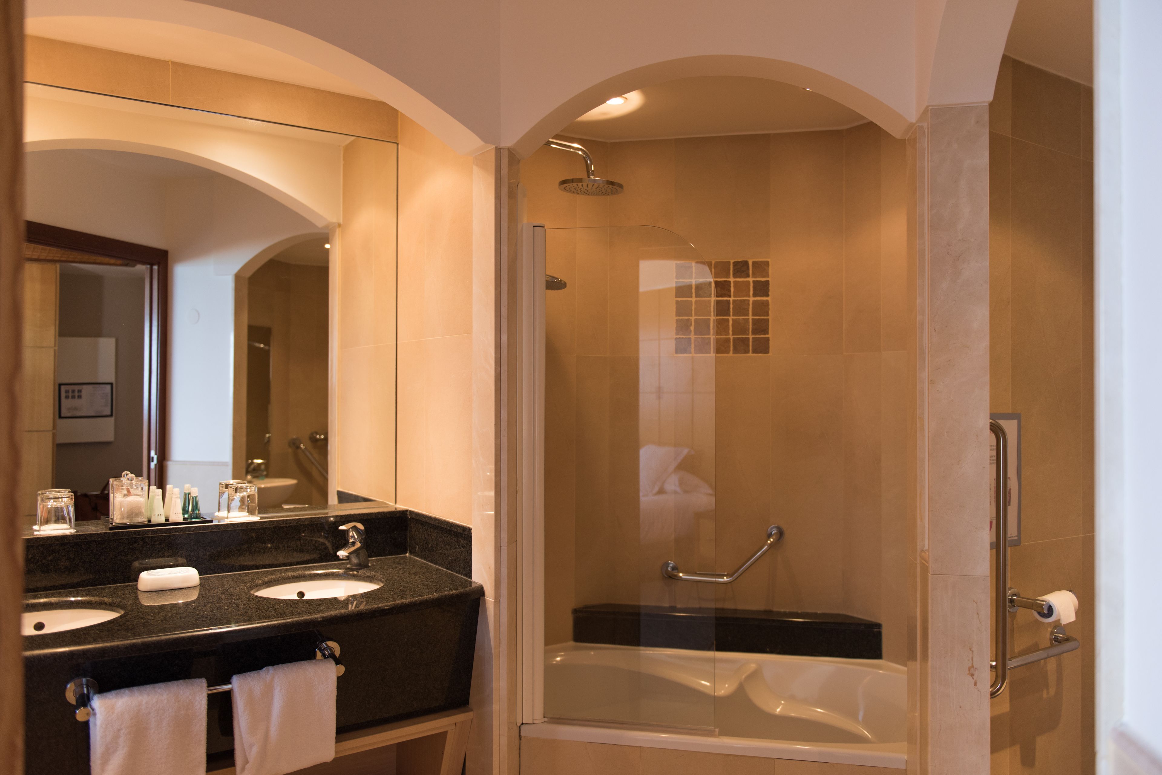 free toiletries, hair dryer, bathrobes, slippers