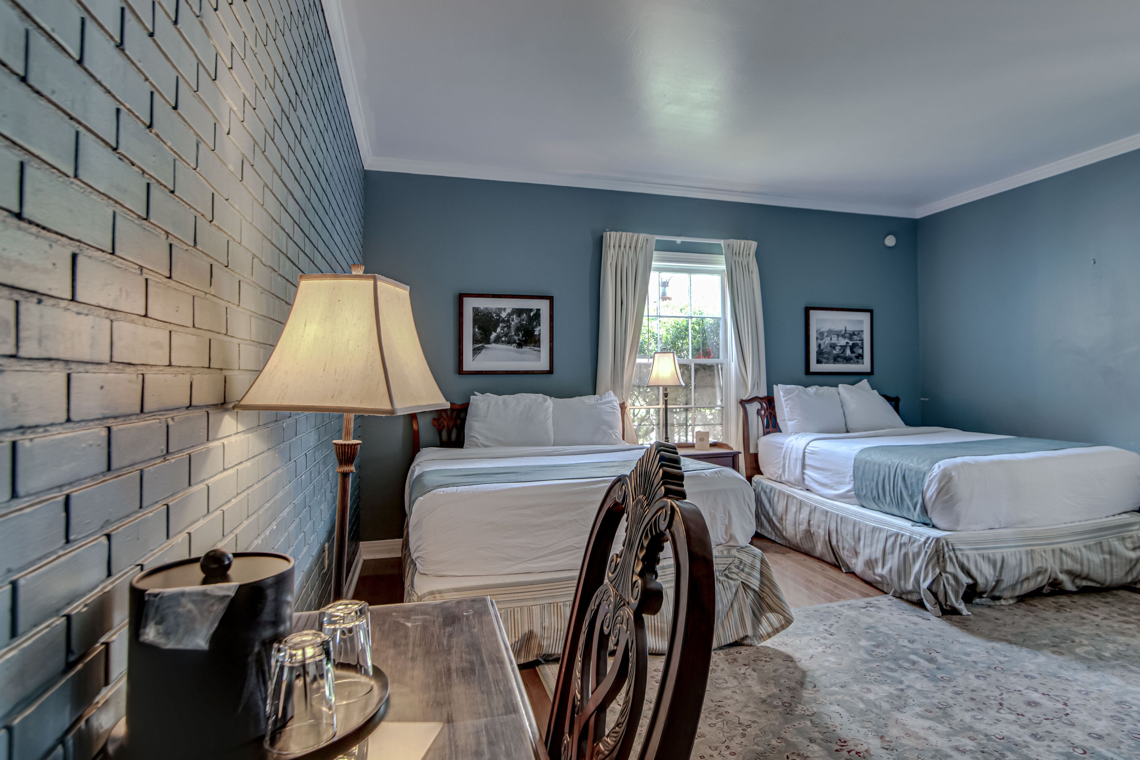 2 queen beds, courtyard | premium bedding, desk, blackout curtains, iron/ironing board