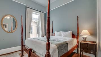 1 King Bed, Historic W/ Balcony | Premium bedding, desk, blackout drapes, iron/ironing board