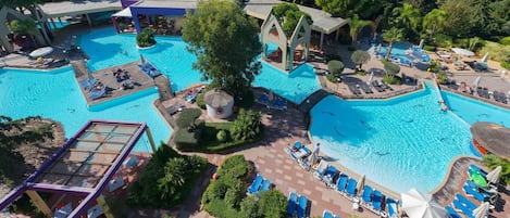 2 outdoor pools, open 8:00 AM to 6:00 PM, pool umbrellas, sun loungers