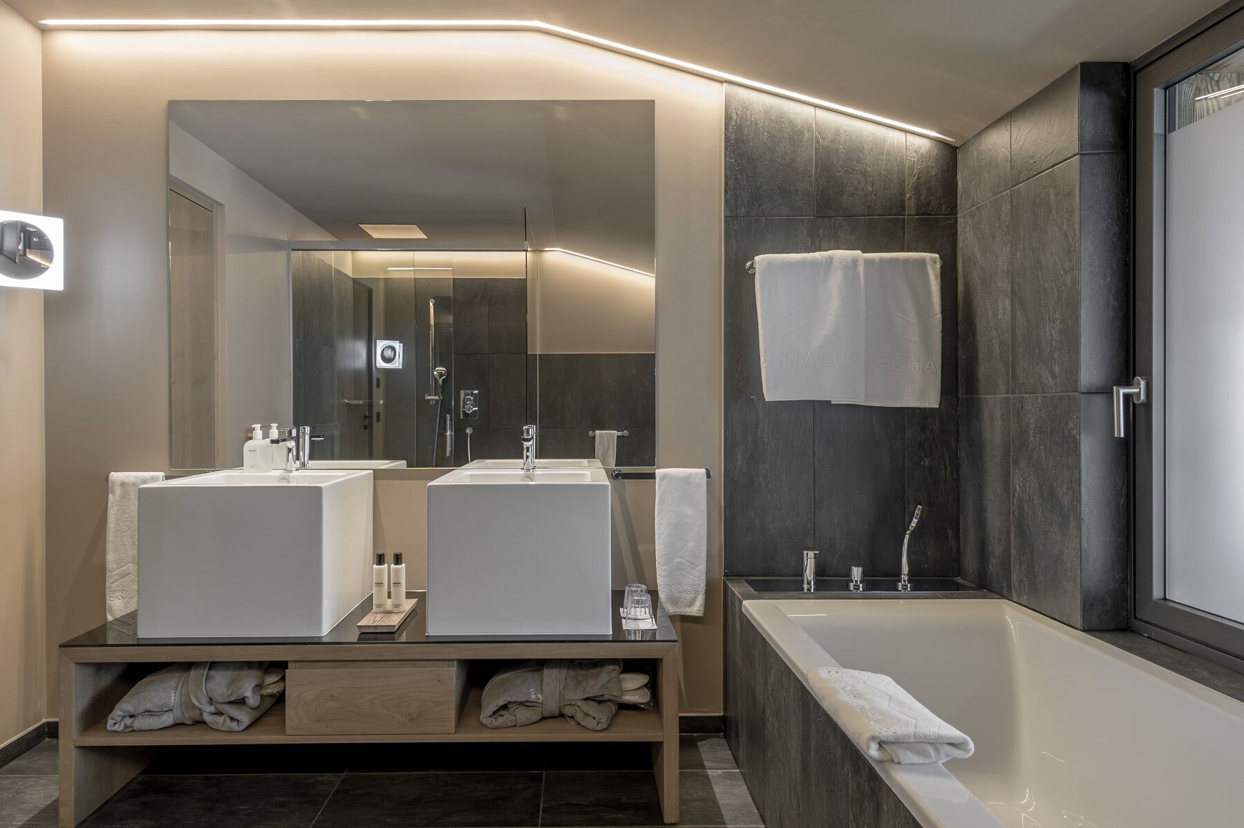 free toiletries, hair dryer, bathrobes, slippers