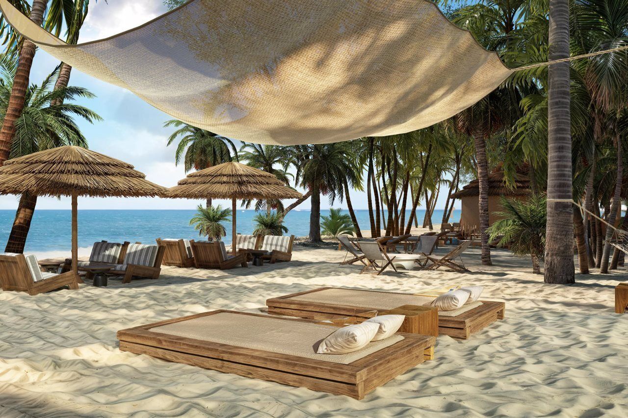 Playa privada y bar en la playa 