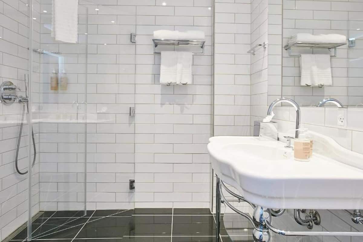 deluxe room, 2 single beds | bathroom | shower, free toiletries, hair dryer, towels