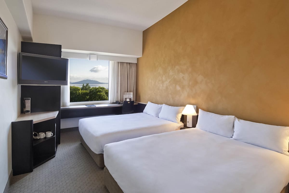 Twin Room, 2 Double Beds, City View | Hypo-allergenic bedding, down comforters, desk, blackout drapes