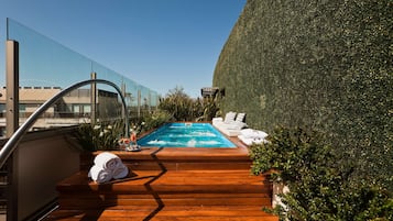 Área de tratamiento exterior, sauna y tina de hidromasaje