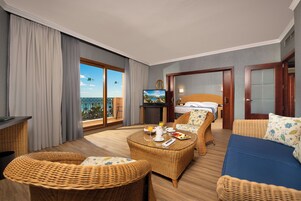 Royal Suite, Sea View | Living area | 32-inch LED TV with digital channels, TV