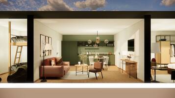 Superior Apartment mit Balkon | Wohnbereich | 32-Zoll-LCD-Fernseher mit Satellitenempfang, Fernseher