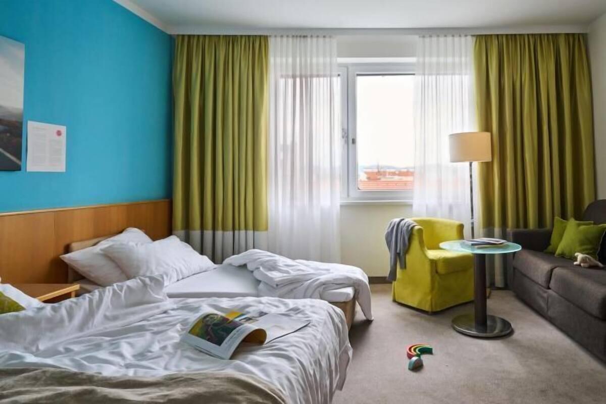 1 slaapkamer, luxe beddengoed, pillowtop-bedden, een minibar