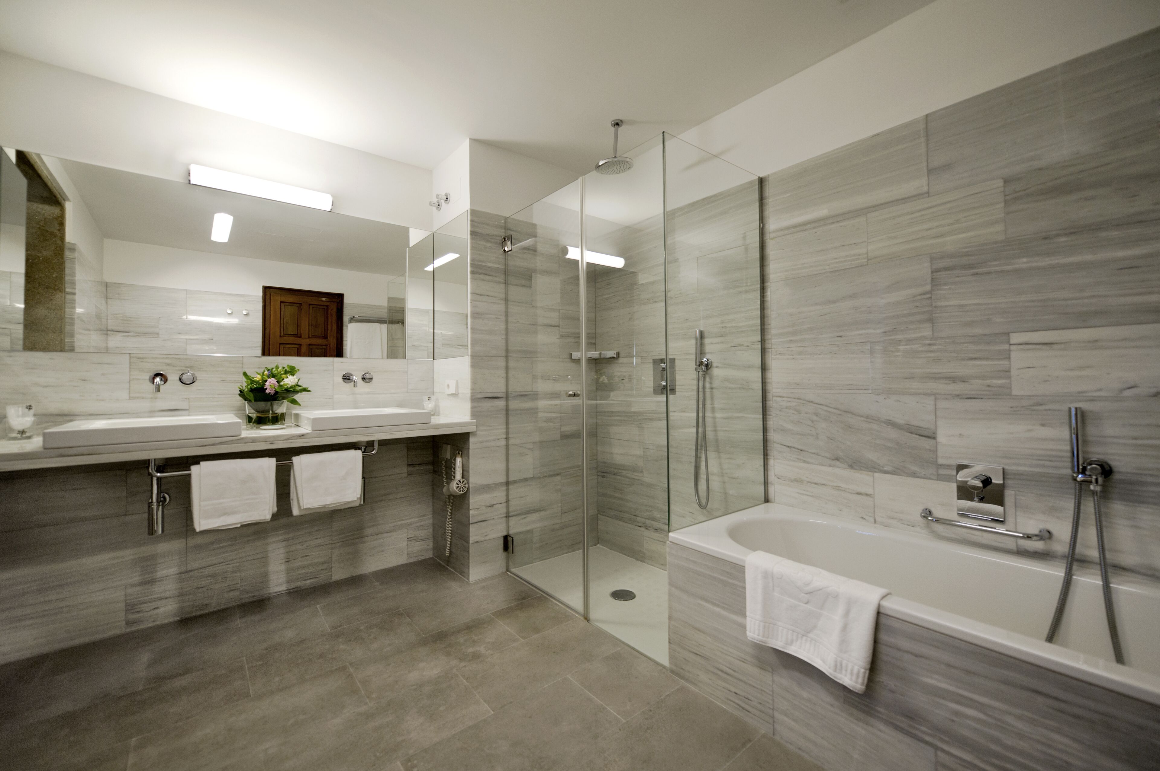 free toiletries, hair dryer, slippers, towels