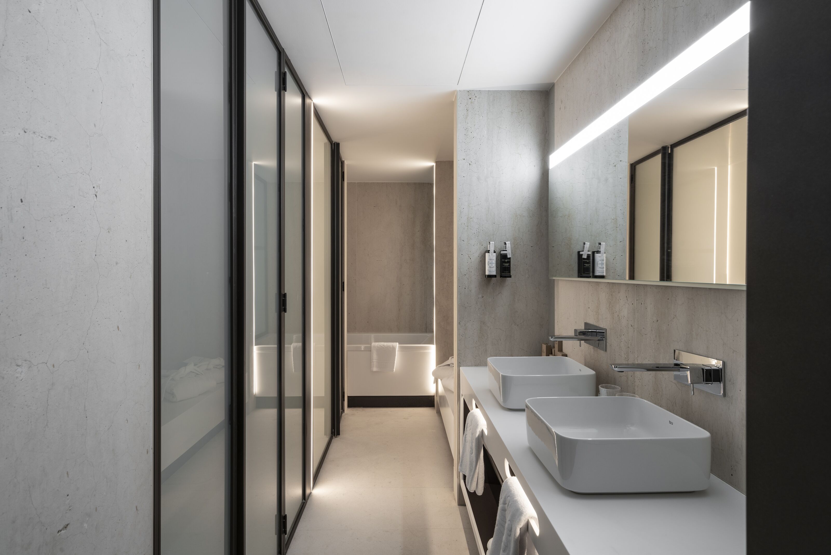 eco-friendly toiletries, hair dryer, slippers, heated floors