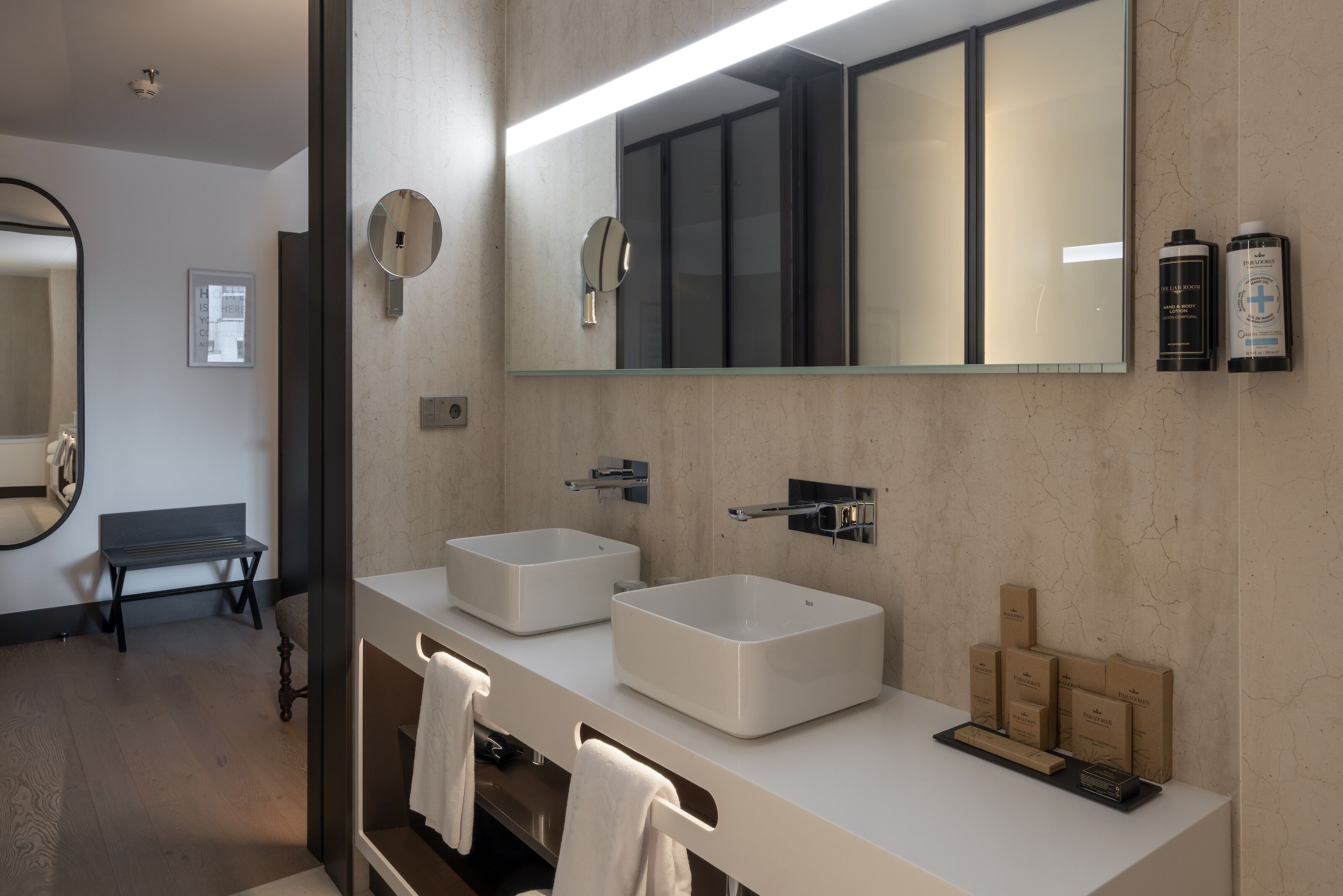 eco-friendly toiletries, hair dryer, slippers, heated floors