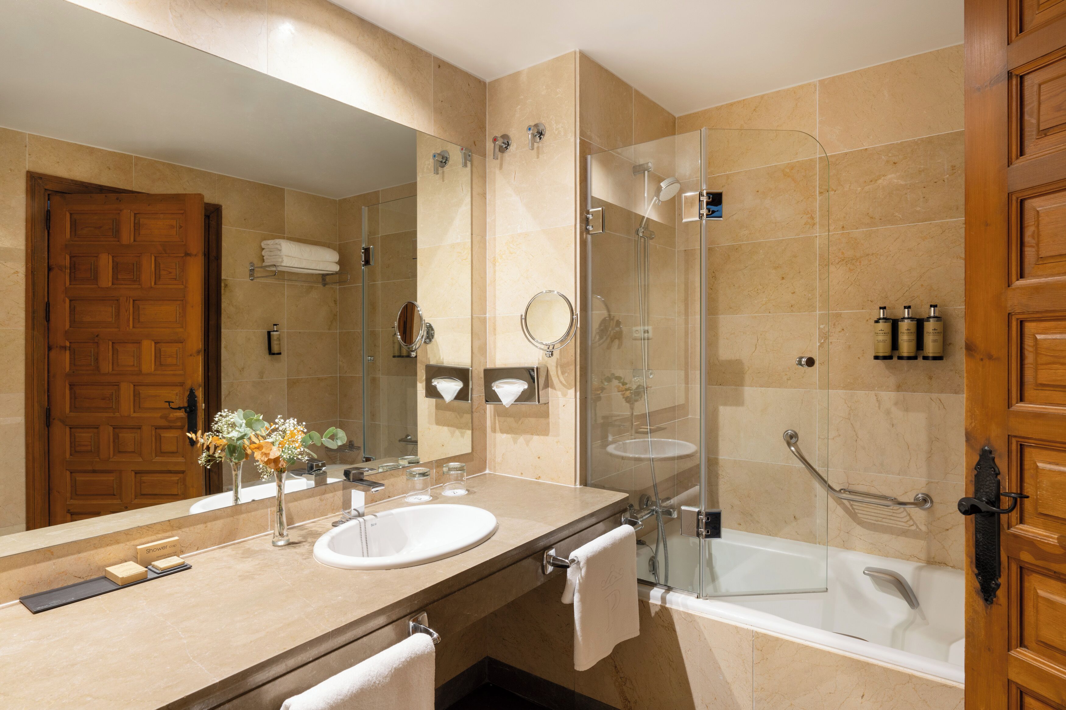 free toiletries, hair dryer, bidet, towels