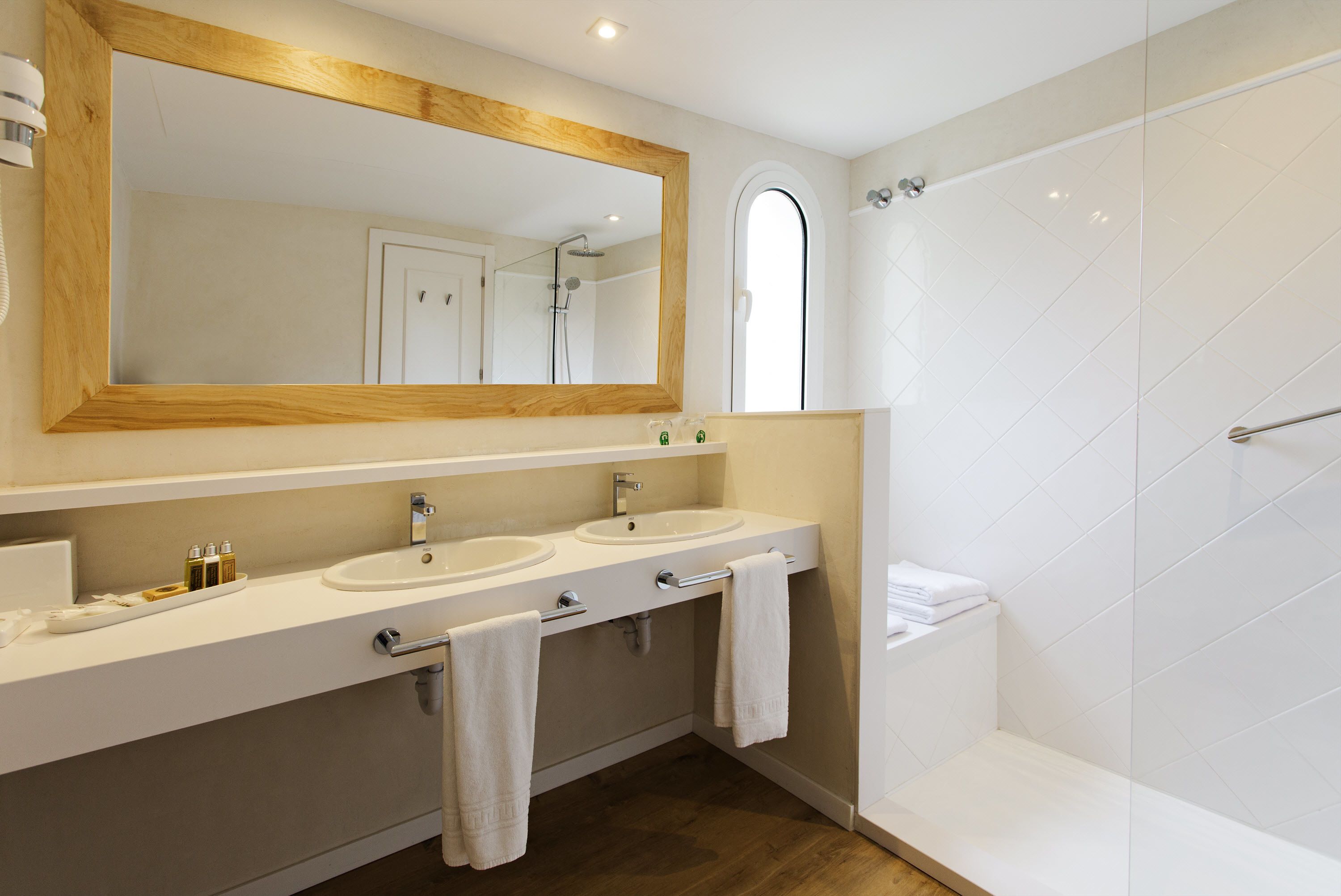 free toiletries, hair dryer, towels