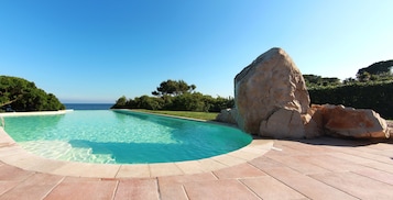2 outdoor pools, pool umbrellas, pool loungers