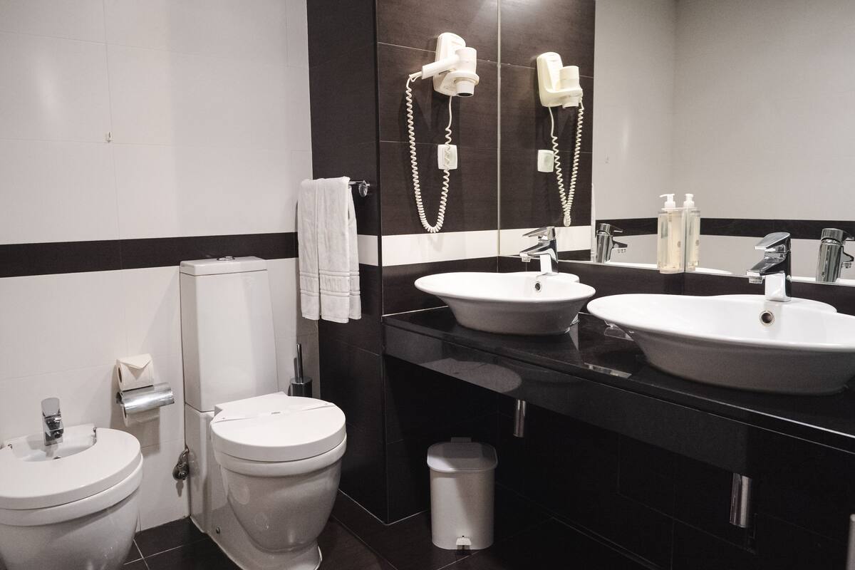 free toiletries, hair dryer, towels, soap