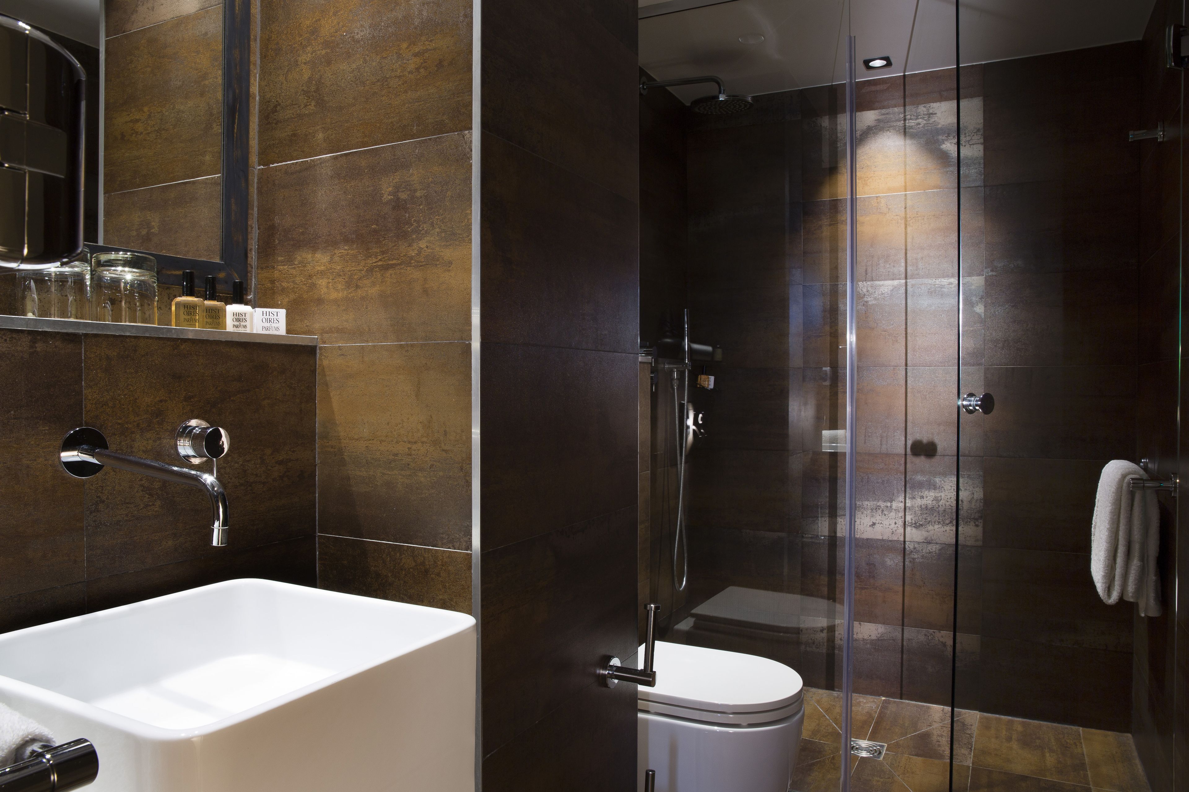 free toiletries, hair dryer, towels, shampoo