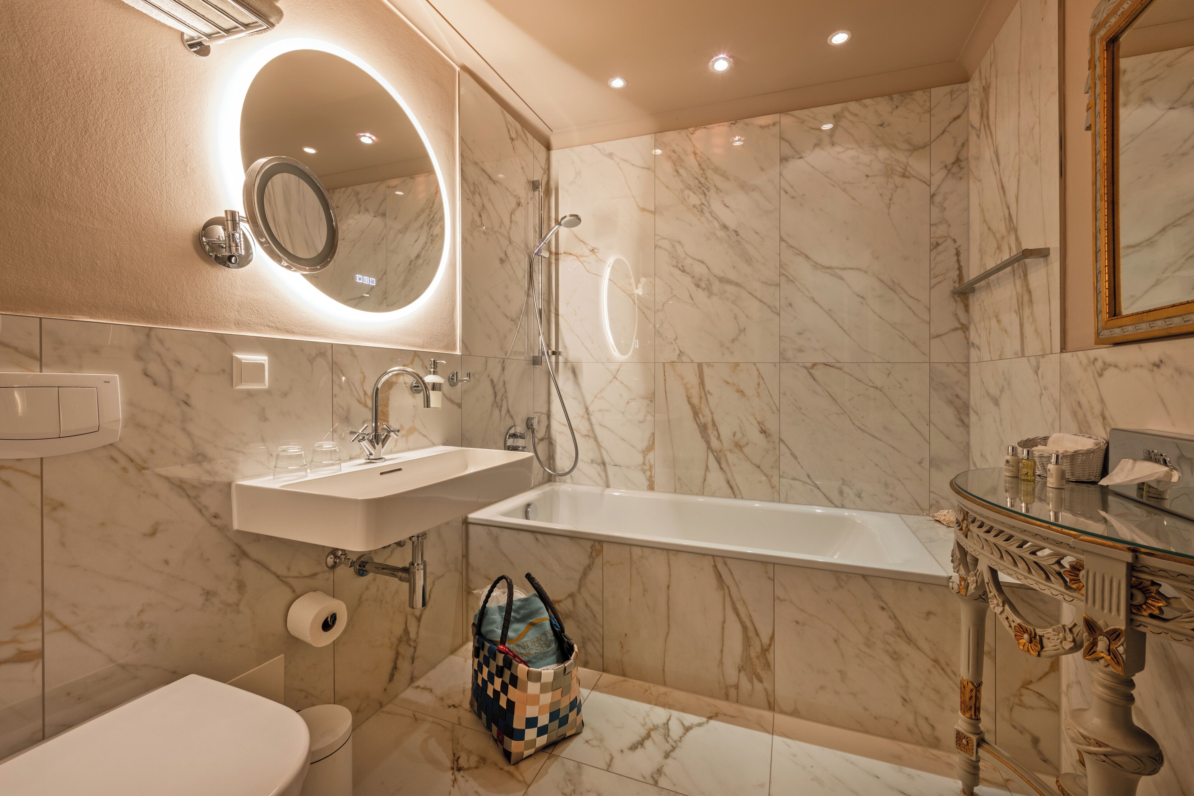 free toiletries, bathrobes, slippers, towels