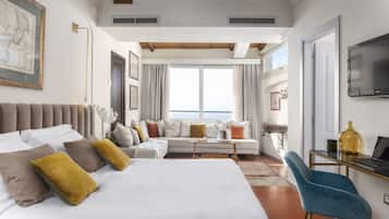 Deluxe Room, Sea View (Sea and Etna View  Multiple Beds) | 1 bedroom, minibar, in-room safe, desk