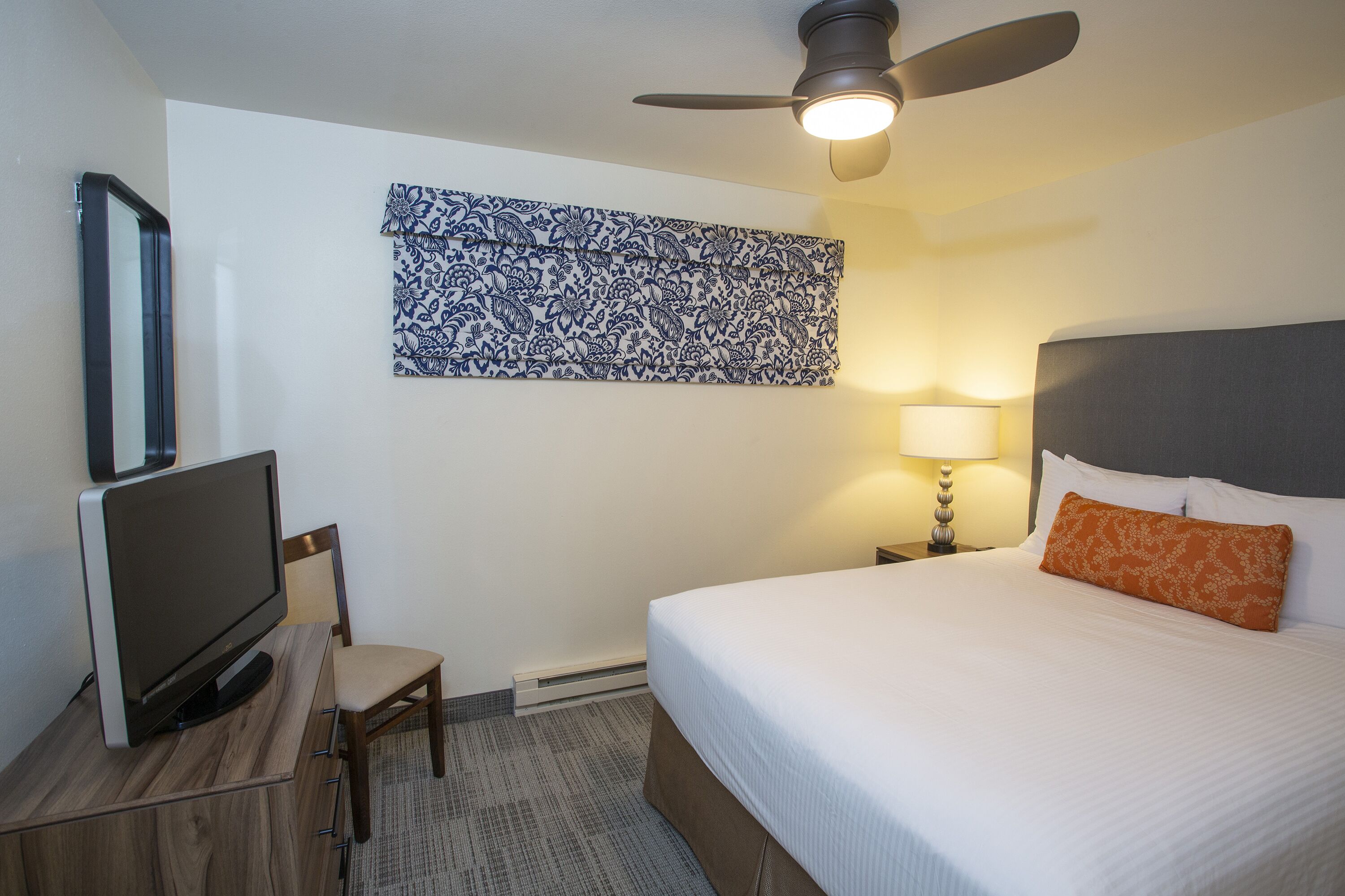 1 bedroom, laptop workspace, blackout curtains, iron/ironing board