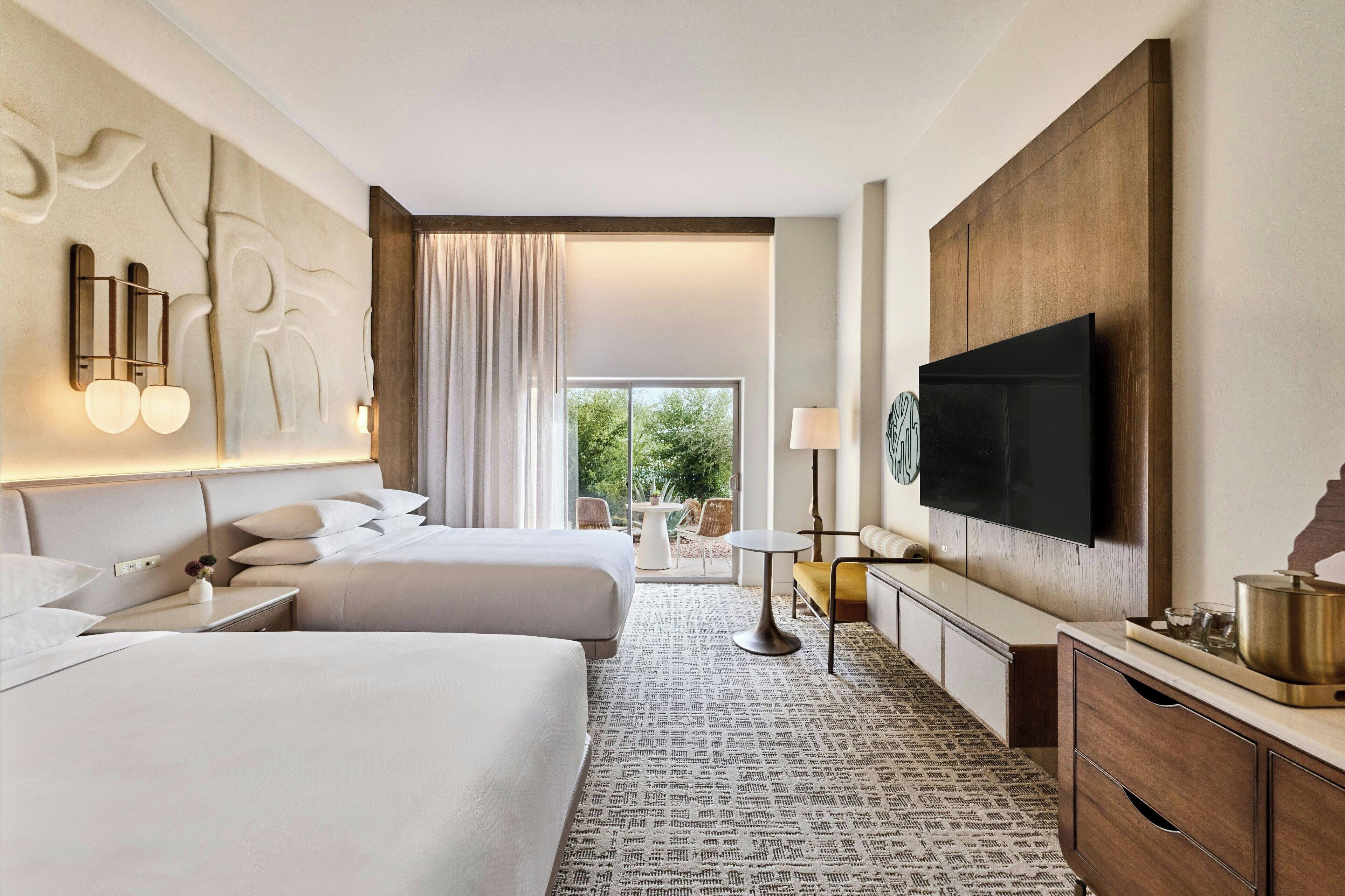 Room, 2 Queen Beds, Patio, Pool View (Poolside) | 1 bedroom, premium bedding, down comforters, pillowtop beds