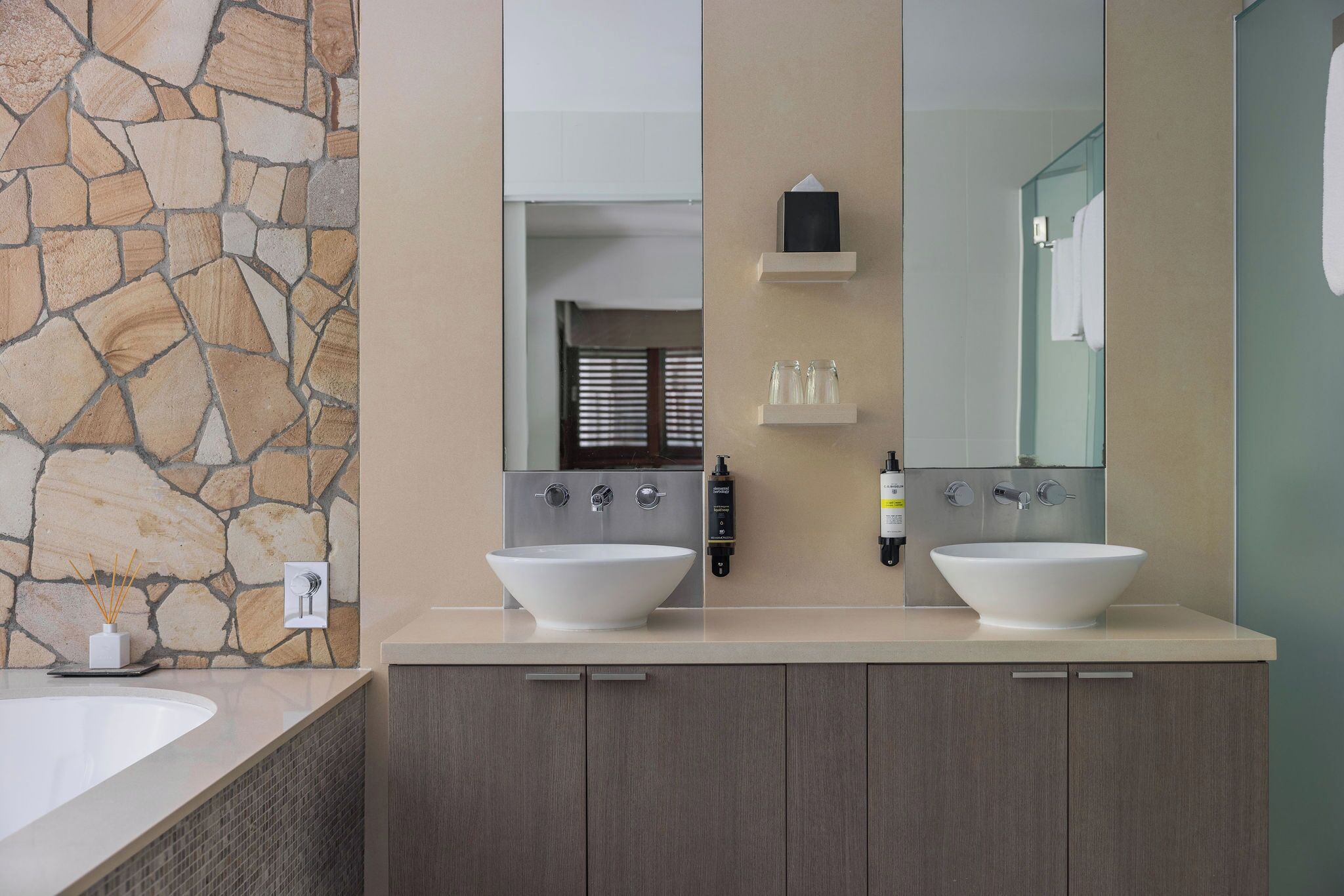 apartment, 3 bedrooms, private pool | bathroom | shower, eco-friendly toiletries, hair dryer, bathrobes