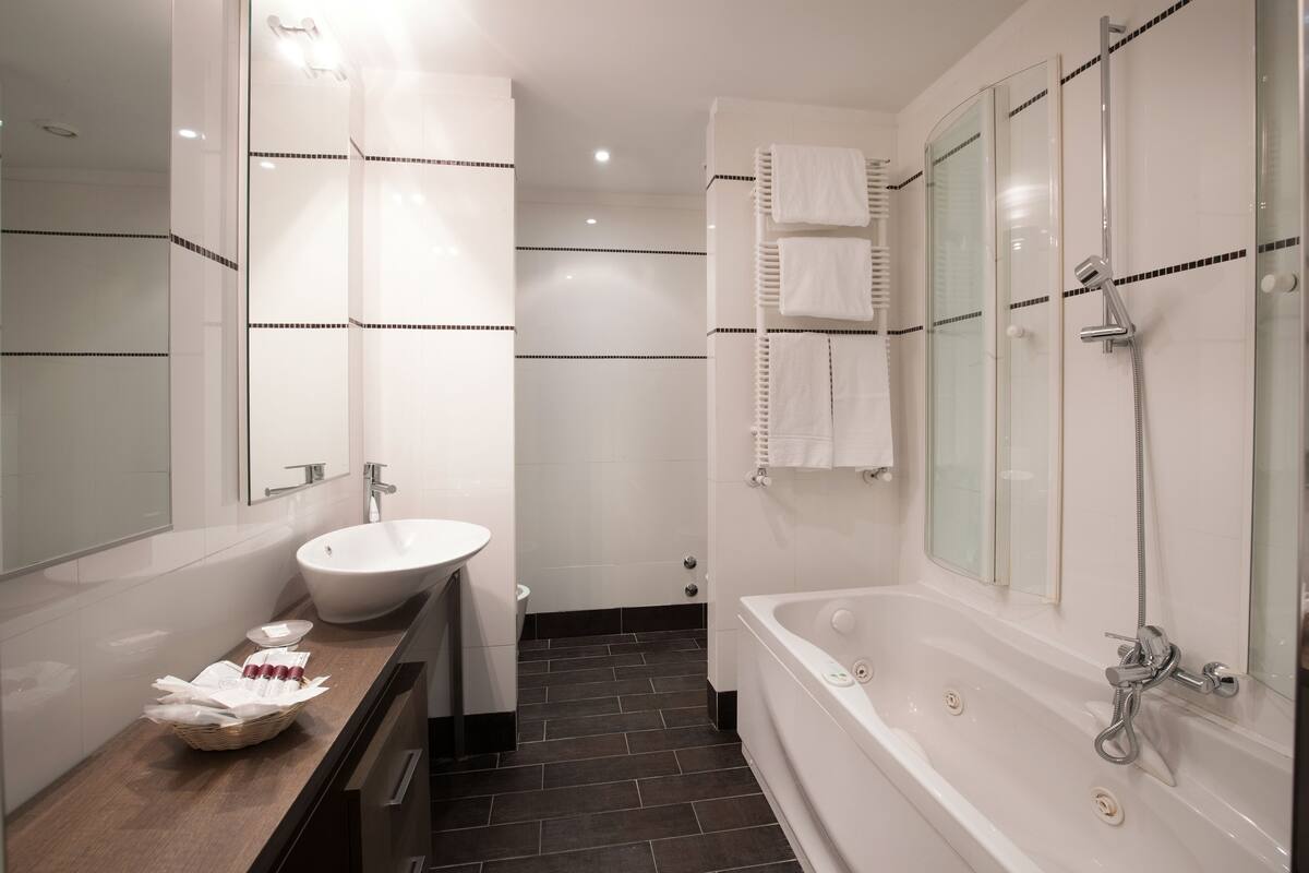 shower, free toiletries, hair dryer, bidet