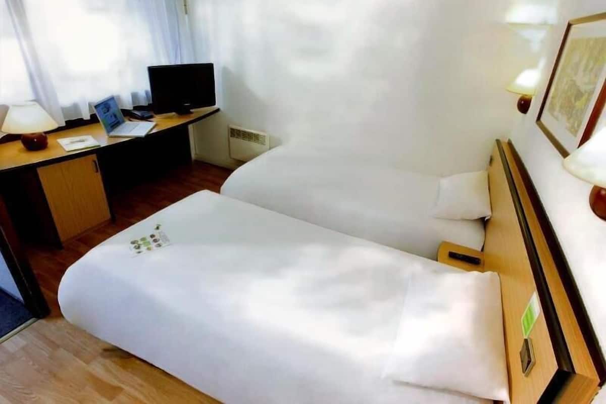 Desk, blackout drapes, soundproofing, iron/ironing board