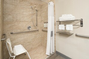 Room, 1 King Bed (Mobility & Hear Acc w/ Roll-in Shwr) | Bathroom | Combined shower/tub, free toiletries, hair dryer, towels - City Express by Marriott Danville (Danville)