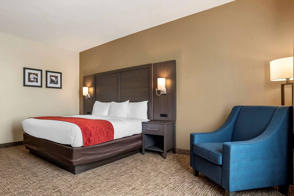 Hypo-allergenic bedding available, down comforters, desk