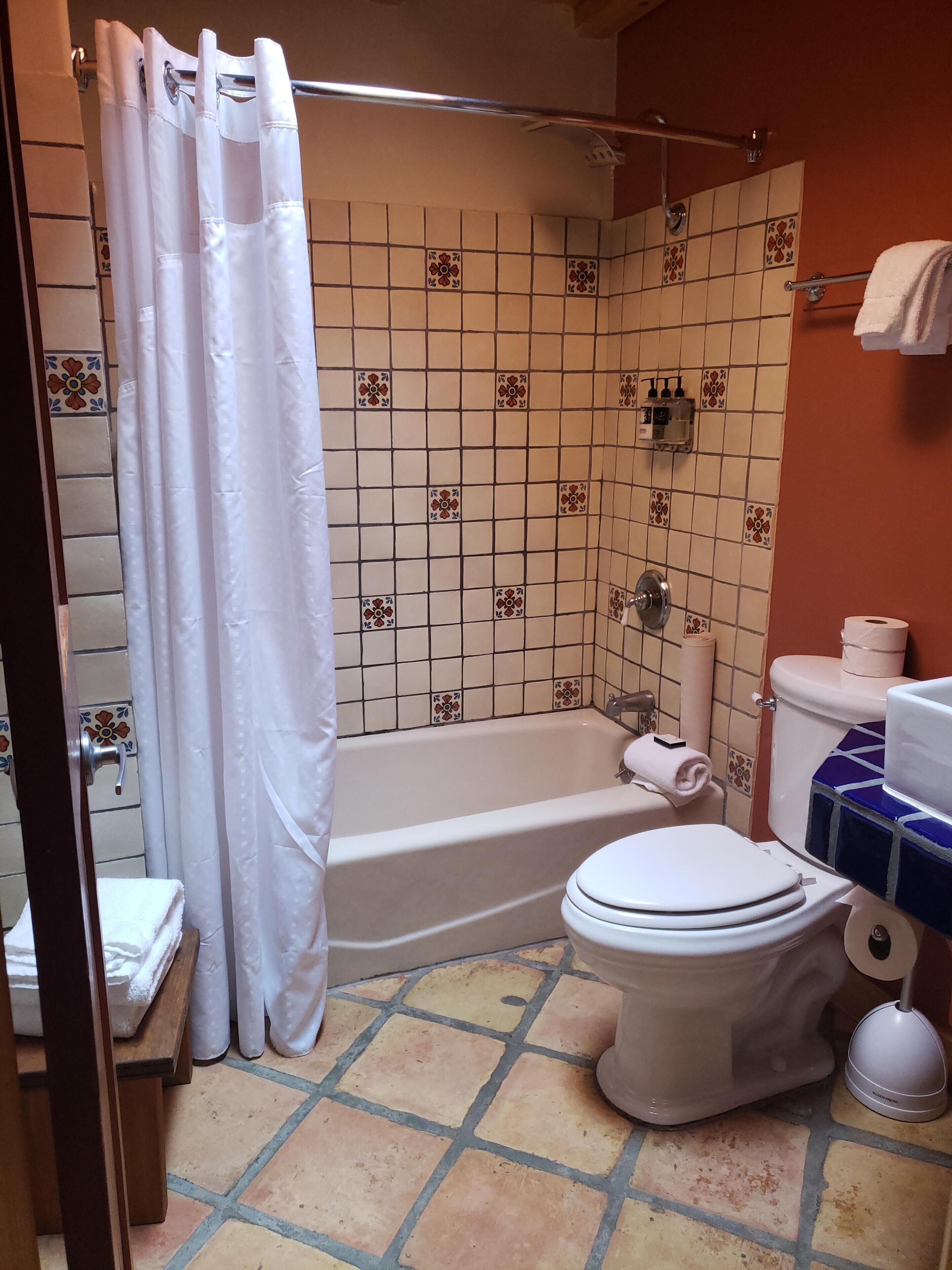 superior suite, 2 bedrooms, fireplace, garden view (pedernal casita) | bathroom | shower, designer toiletries, hair dryer, towels