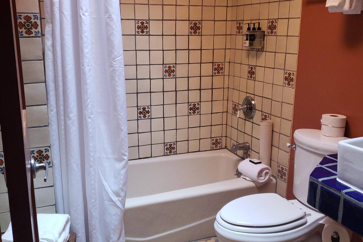superior suite, 2 bedrooms, fireplace, garden view (pedernal casita) | bathroom | shower, designer toiletries, hair dryer, towels