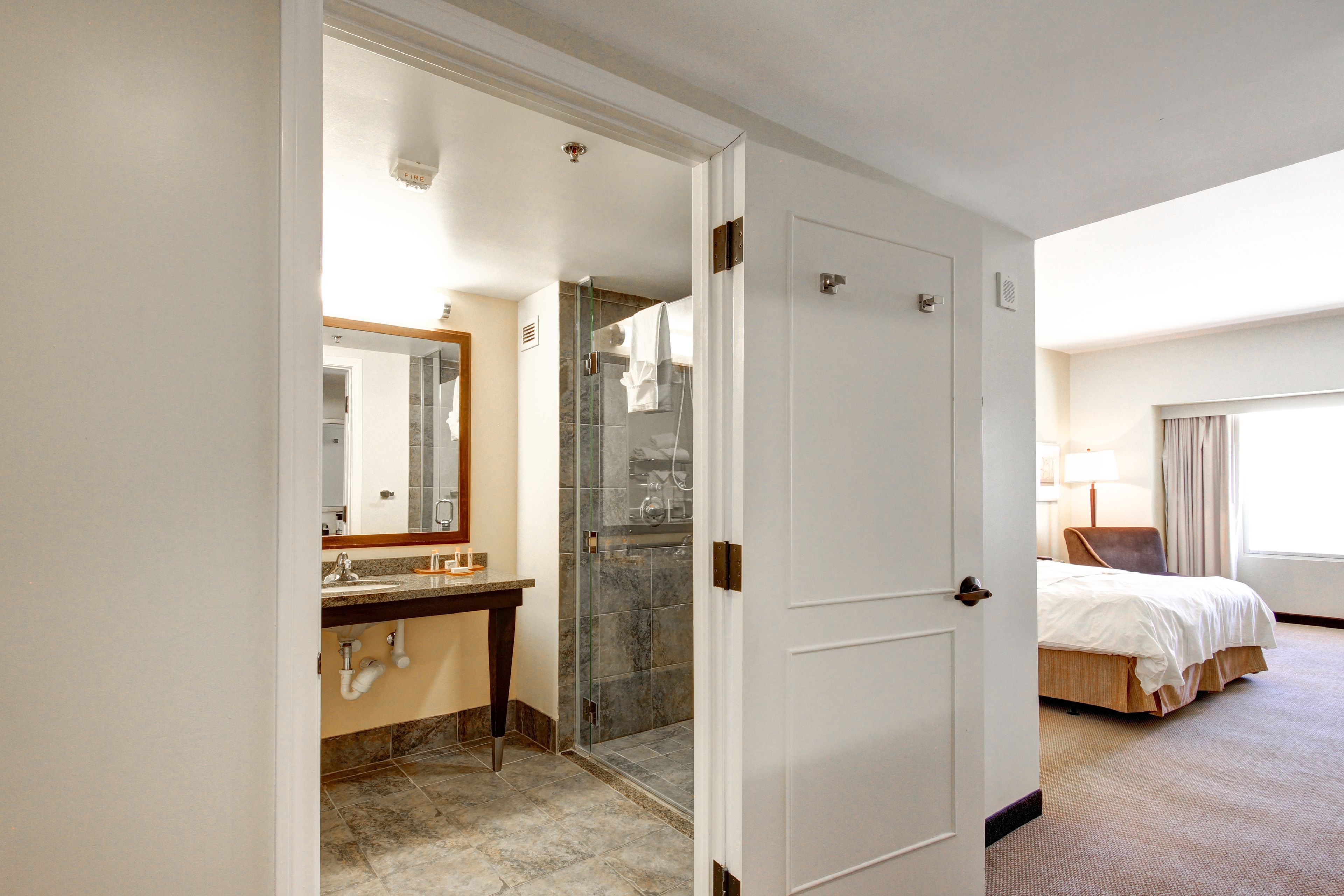 hypo-allergenic bedding, in-room safe, blackout curtains