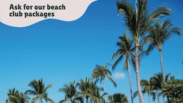 White sand, free beach shuttle, beach towels