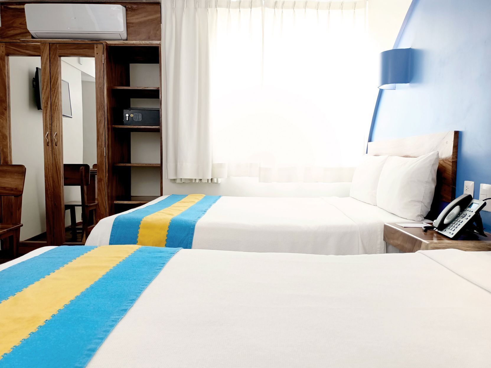 Desk, free WiFi, bed sheets