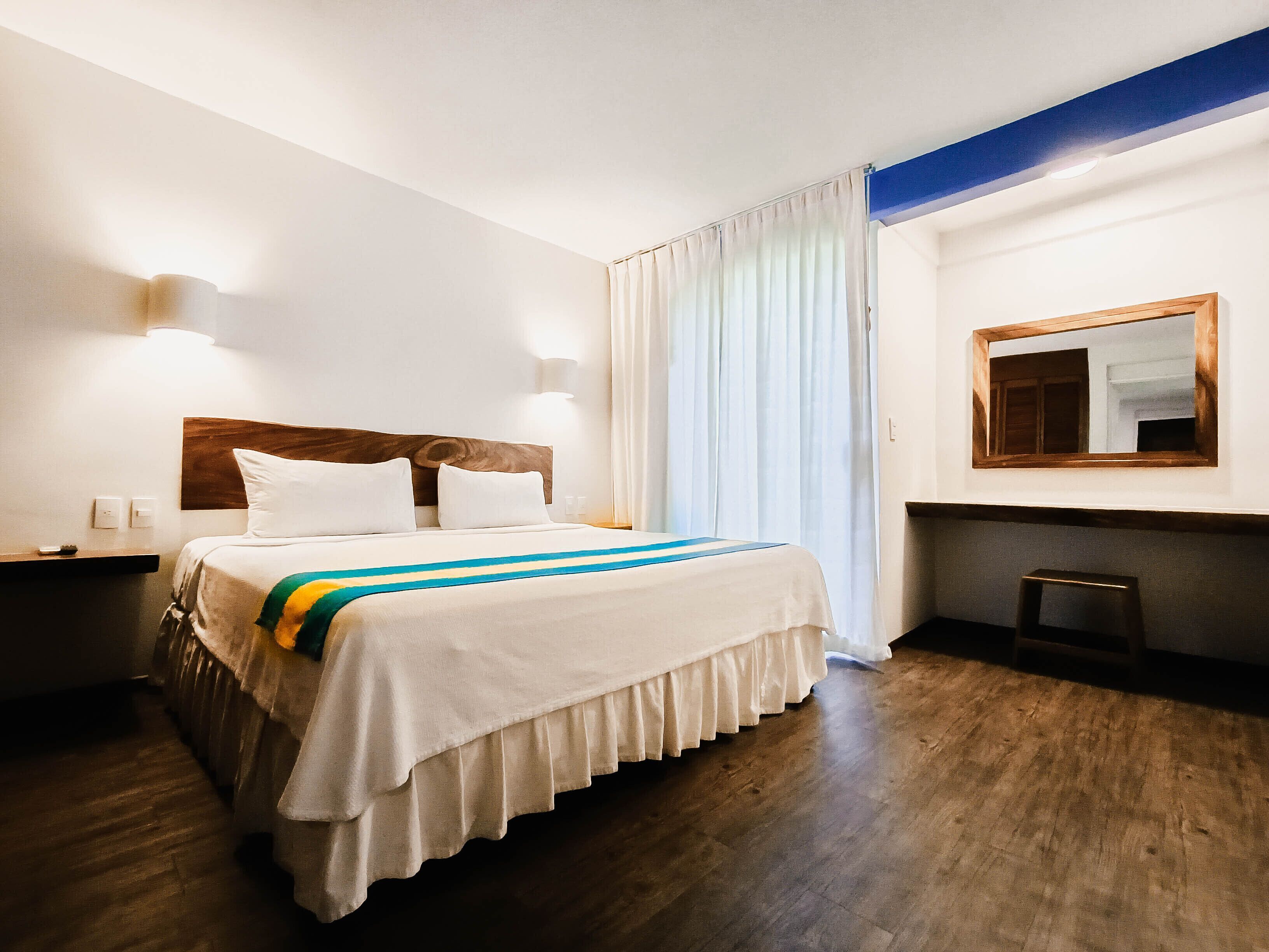 Desk, free WiFi, bed sheets