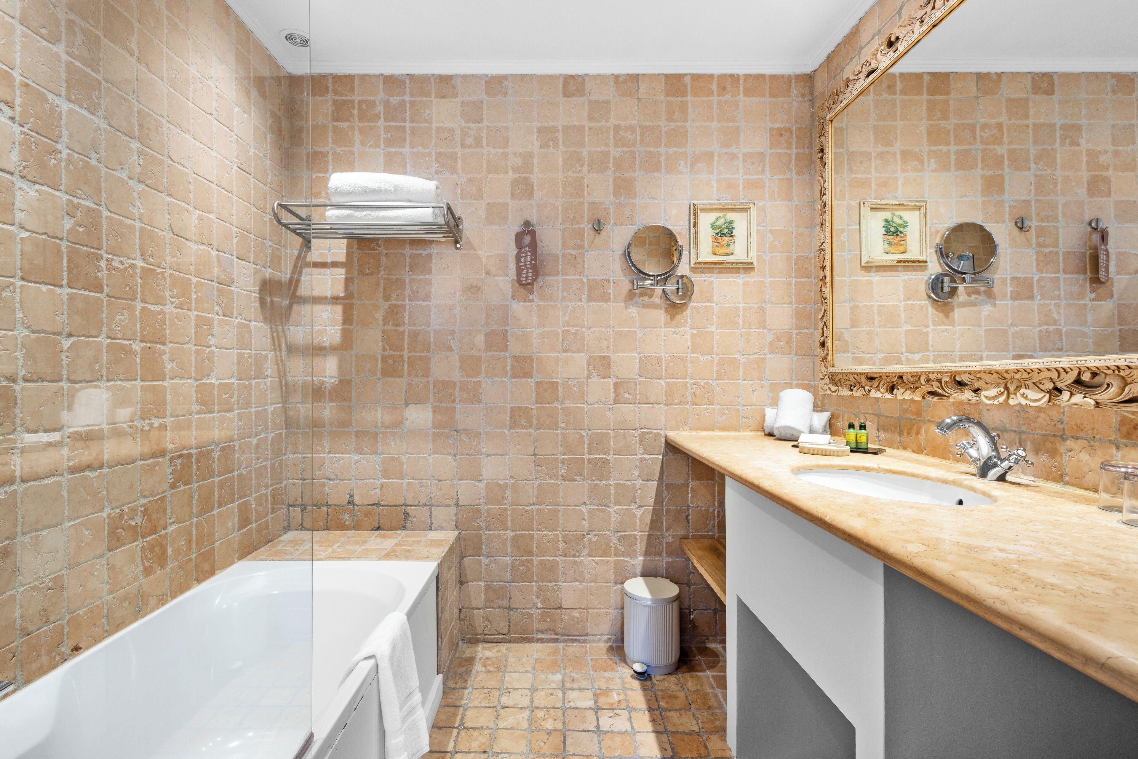 prestige room with balcony | bathroom | free toiletries, hair dryer, bathrobes, slippers