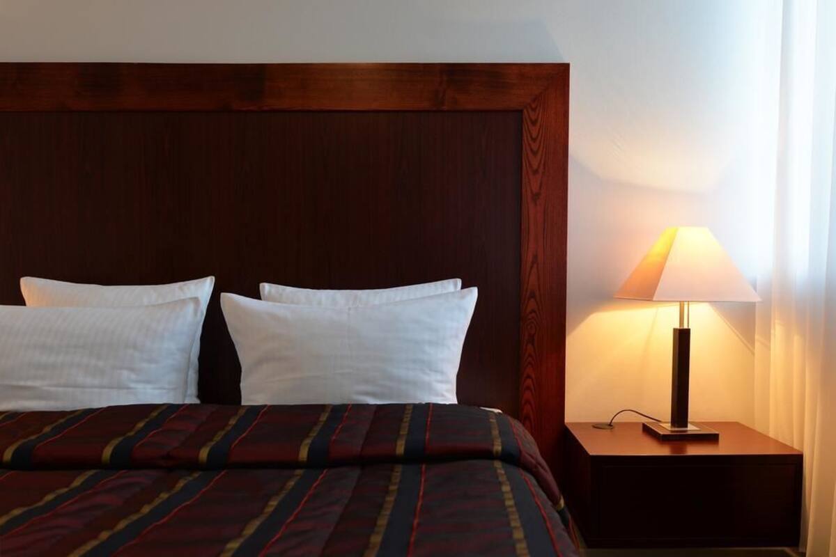 Blackout drapes, iron/ironing board