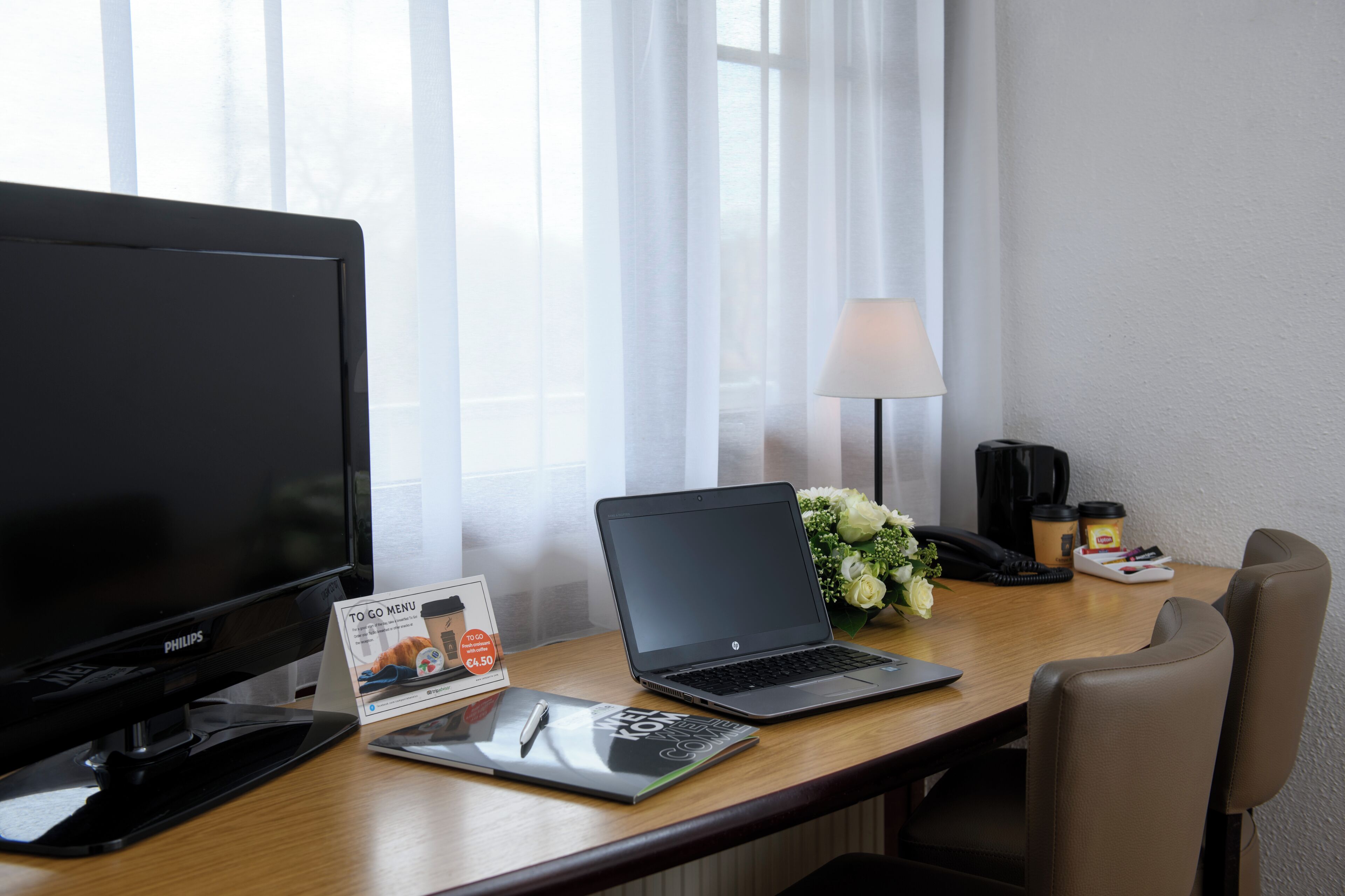 desk, blackout curtains, iron/ironing board, free wifi