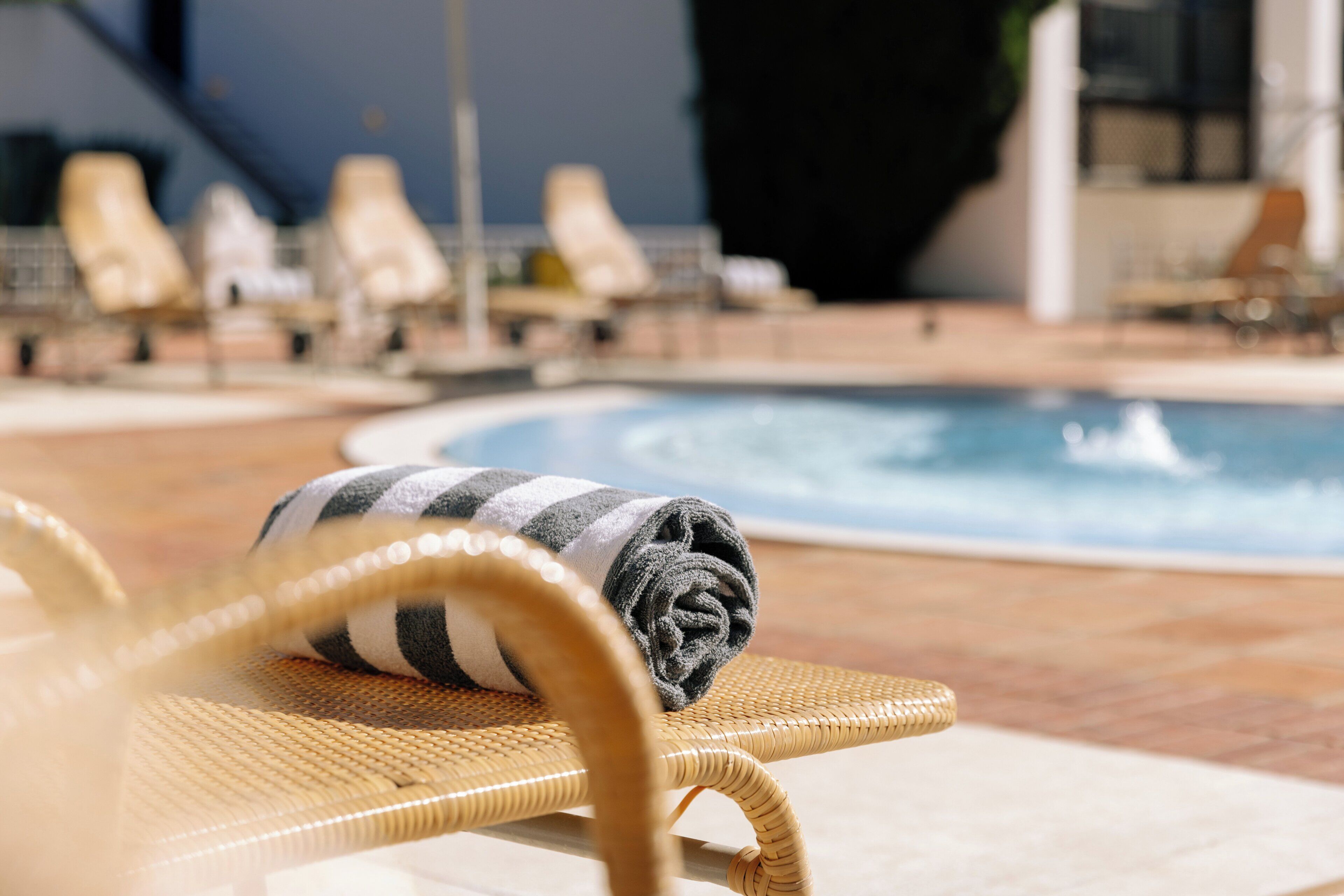 Outdoor pool, sun loungers