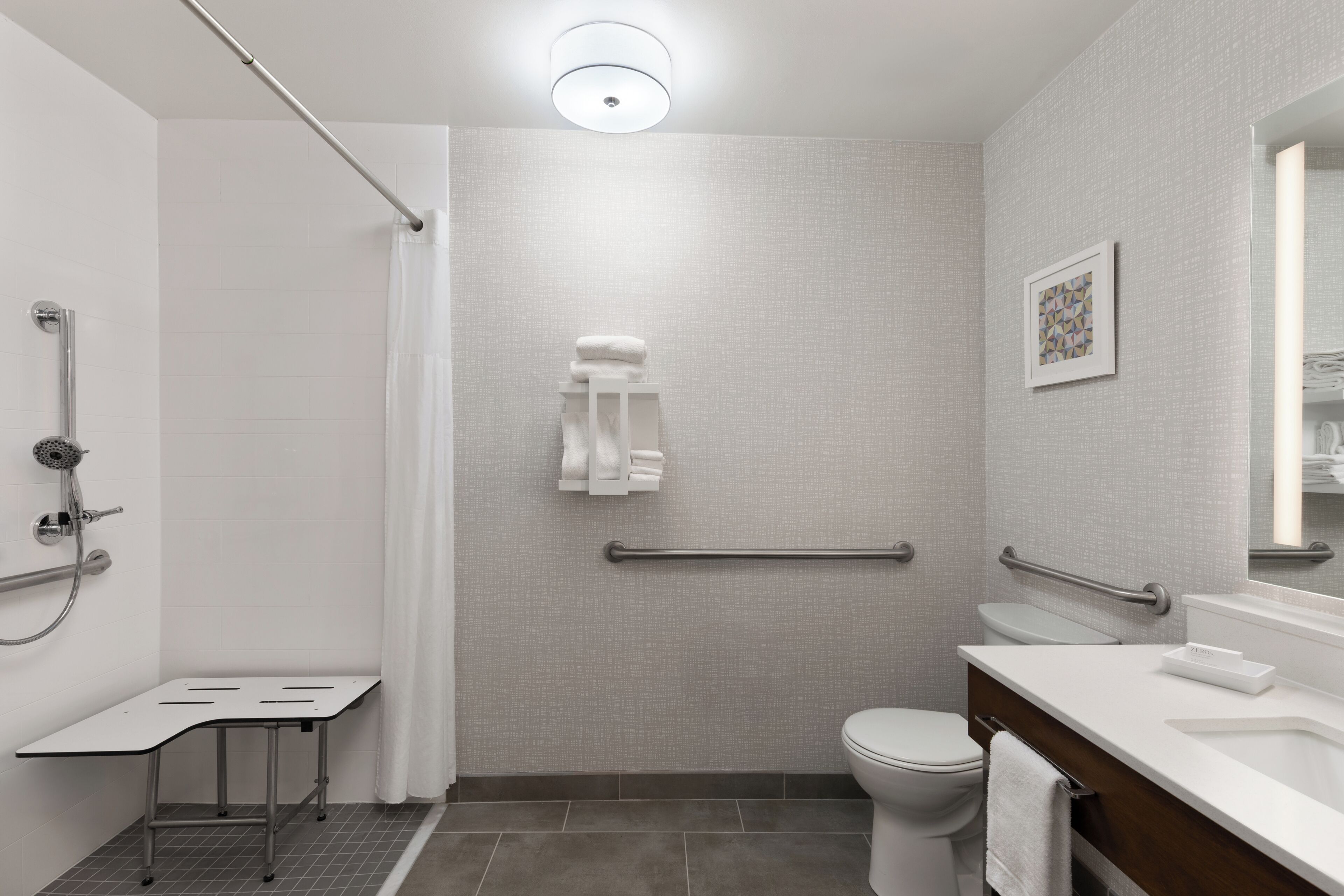 room, 1 king bed, accessible, non smoking (roll-in shower) | bathroom | combined shower/bathtub, free toiletries, hair dryer, towels